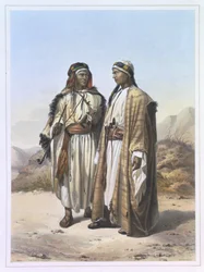 Um Mahazi e um Soualeh Beduíno, ilustração de "O Vale do Nilo", gravado pelo bar de Charles Bour (1814-81). por Lemercier, 1848
